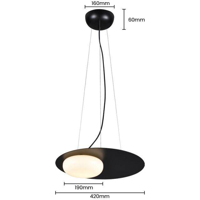 Suspension design à LED avec disque en métal noir style Ruban Loft