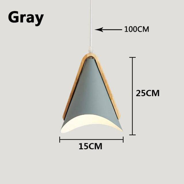 pendant light modern LED wood and metal colored