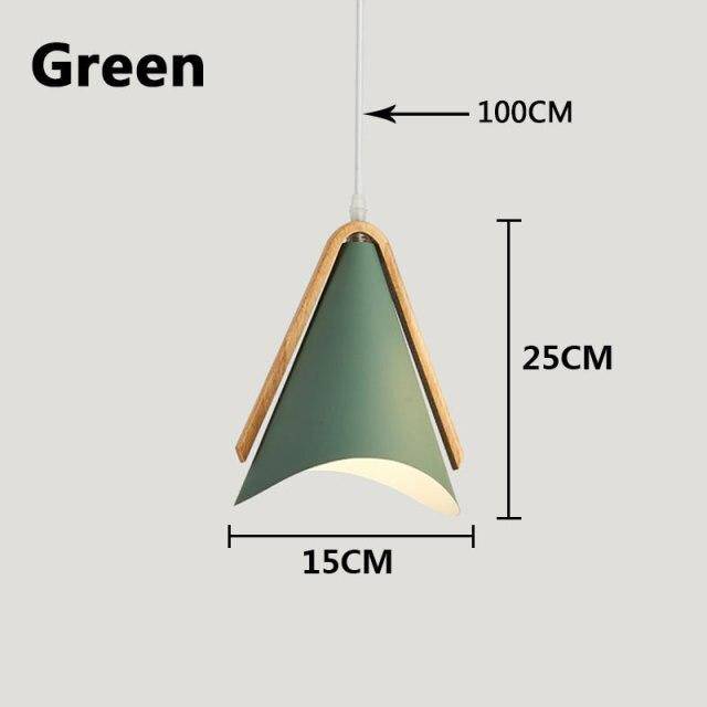 Lámpara de suspensión LED moderno de madera y metal coloreado