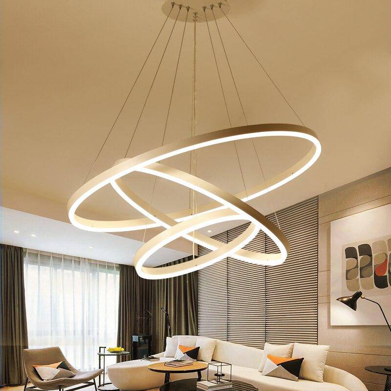 Lámpara de araña design círculos entrelazados (blanco o negro)