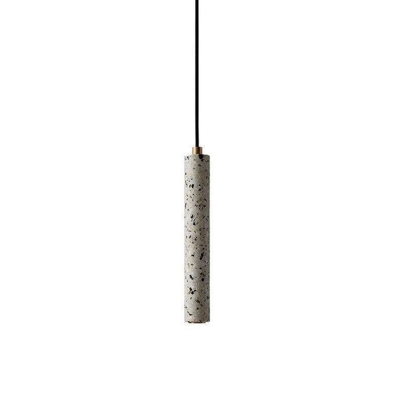 pendant light terrazzo-style cement cylindrical LED design
