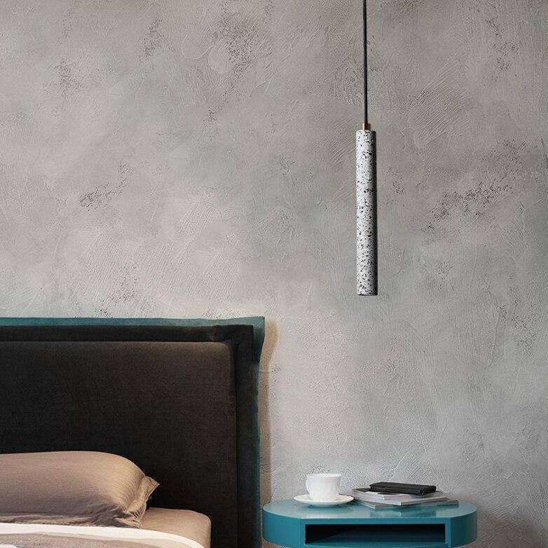 pendant light terrazzo-style cement cylindrical LED design