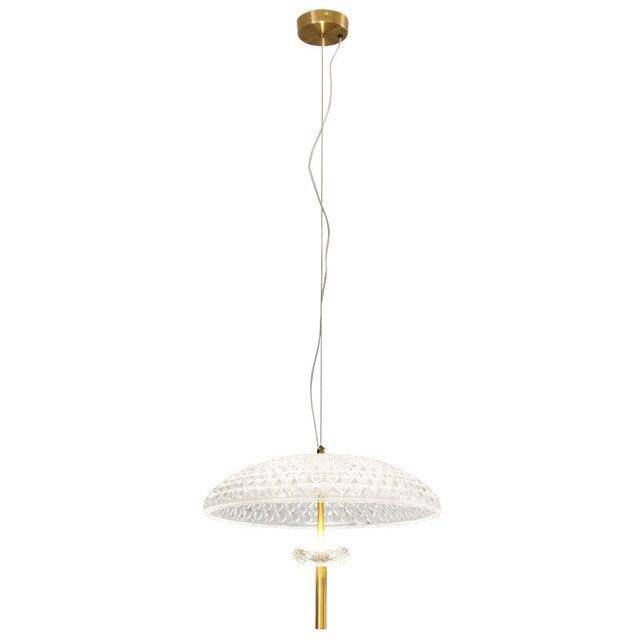 pendant light modern LED glass with lampshade rounded and golden stem