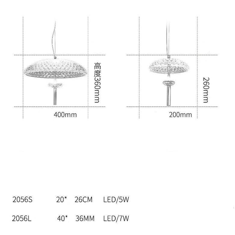 Suspension moderne LED en verre avec abat-jour arrondi et tige dorée - vue 7 sur 7