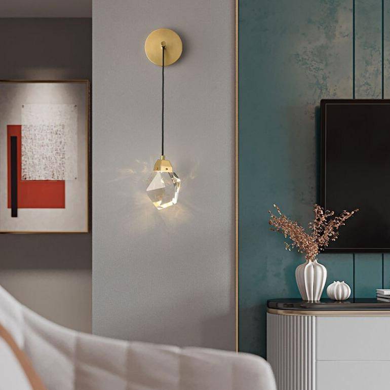 Applique murale design à LED dorée avec verre cristal luxury