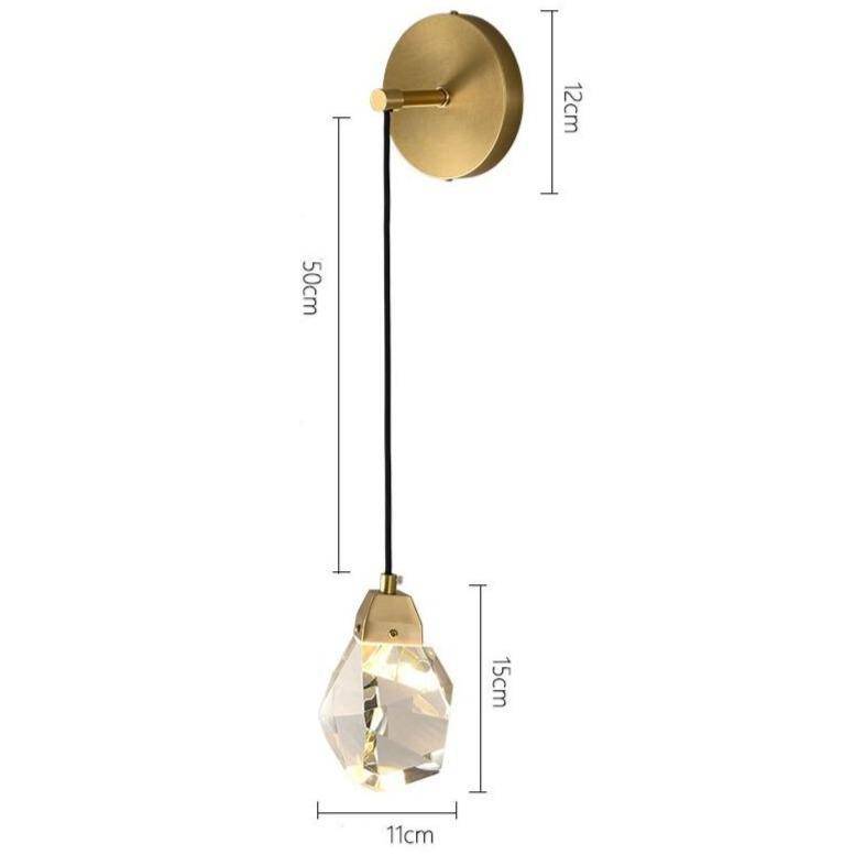 Applique murale design à LED dorée avec verre cristal luxury
