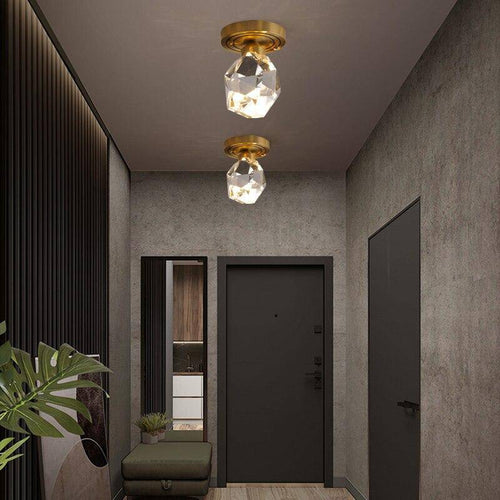 pendant light LED glass design with crystal shape and gold base Luxury