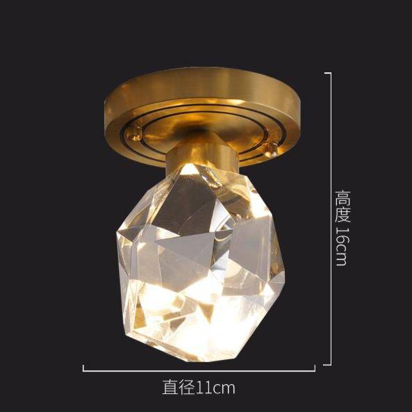 pendant light LED glass design with crystal shape and gold base Luxury
