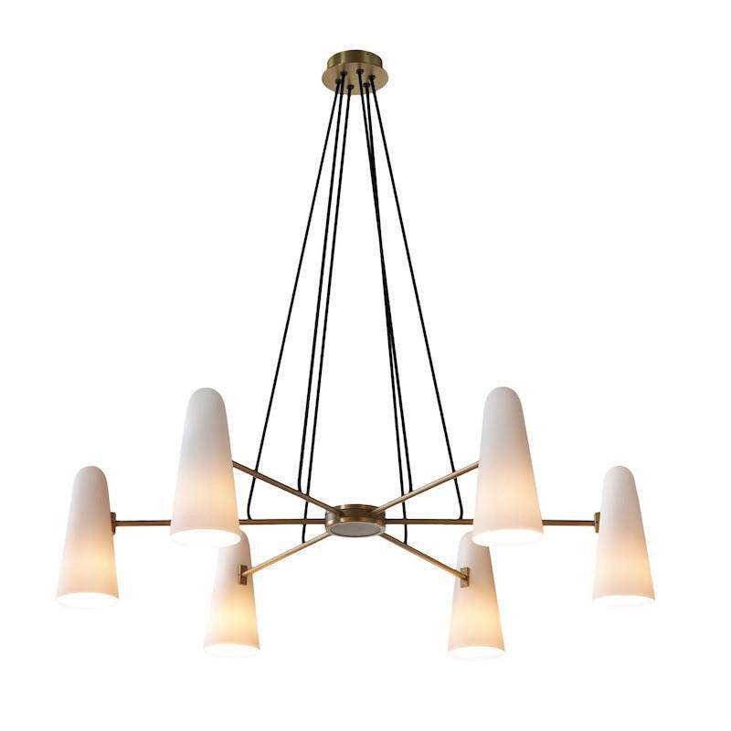 LED chandelier in copper with 6 shades Luxury