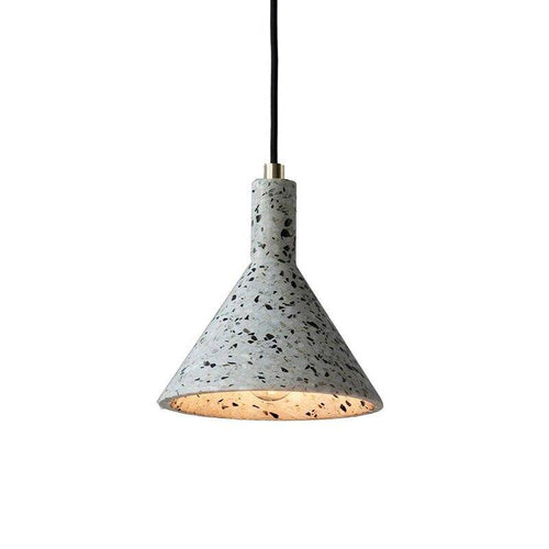 Suspension design LED avec abat-jour triangle en ciment style terrazzo - vue 10 sur 9