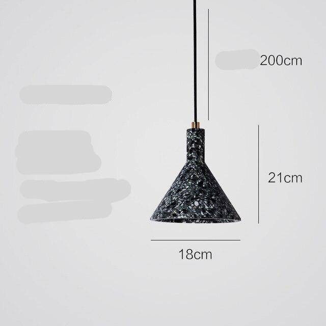 pendant light LED design with lampshade terrazzo-style cement triangle