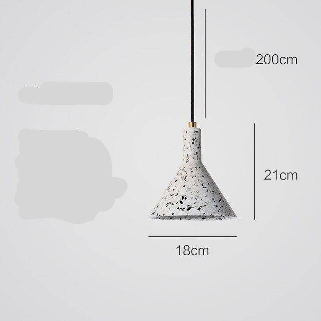 Suspension design LED avec abat-jour triangle en ciment style terrazzo - vue 7 sur 9