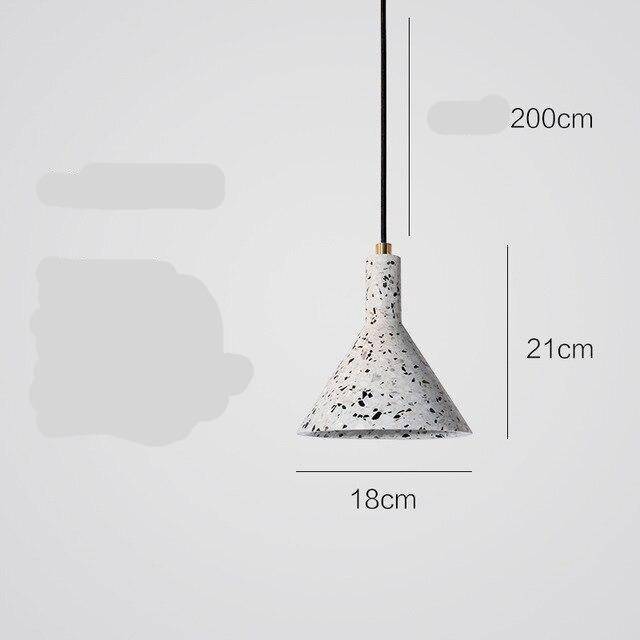 Lámpara de suspensión design LED con pantalla triangular de cemento tipo terrazo