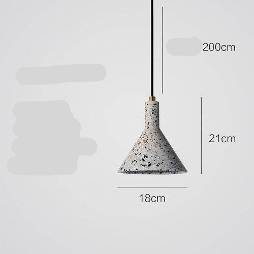 Suspension design LED avec abat-jour triangle en ciment style terrazzo - vue 9 sur 9