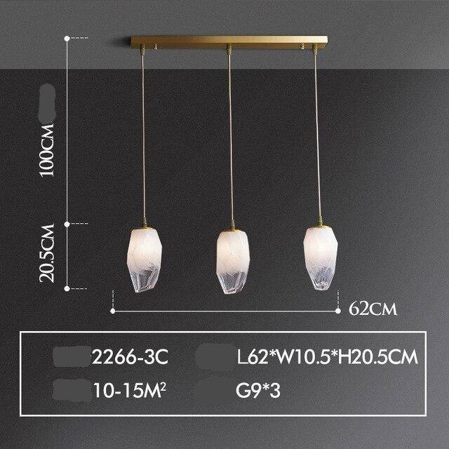 Suspension design à LED en pierre de cristal luxury