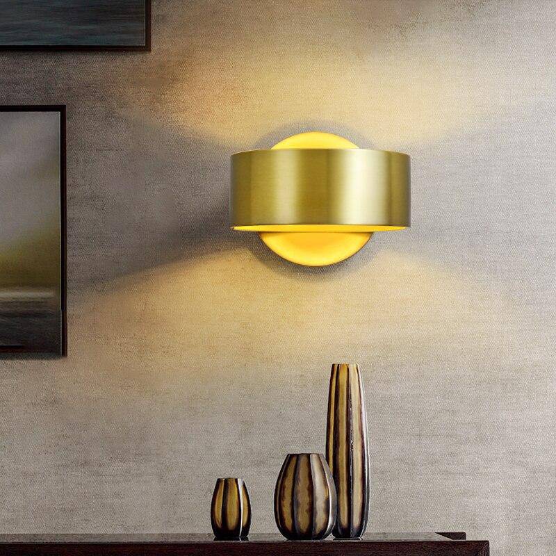 wall lamp gold LED wall light with lampshade rounded metal Luxury