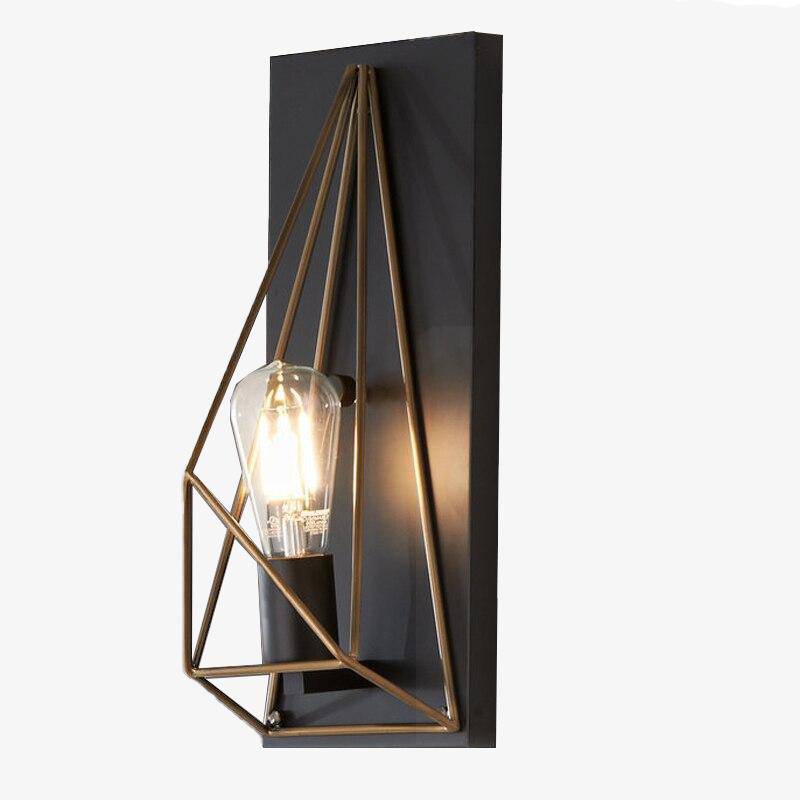Applique murale design LED avec cage en métal style rétro