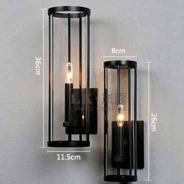 Lámpara de pared LED con jaula de metal negra retro