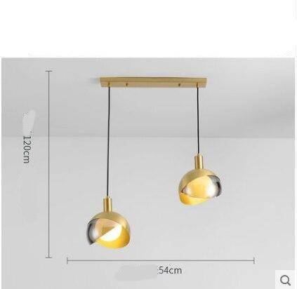pendant light LED design with lampshade glass and gold metal