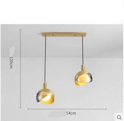 Suspension design à LED avec abat-jour en verre et métal doré