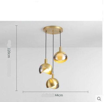 Suspension design à LED avec abat-jour en verre et métal doré