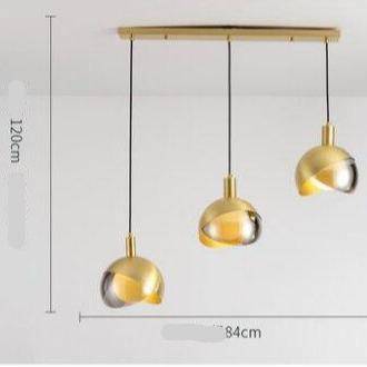 Suspension design à LED avec abat-jour en verre et métal doré