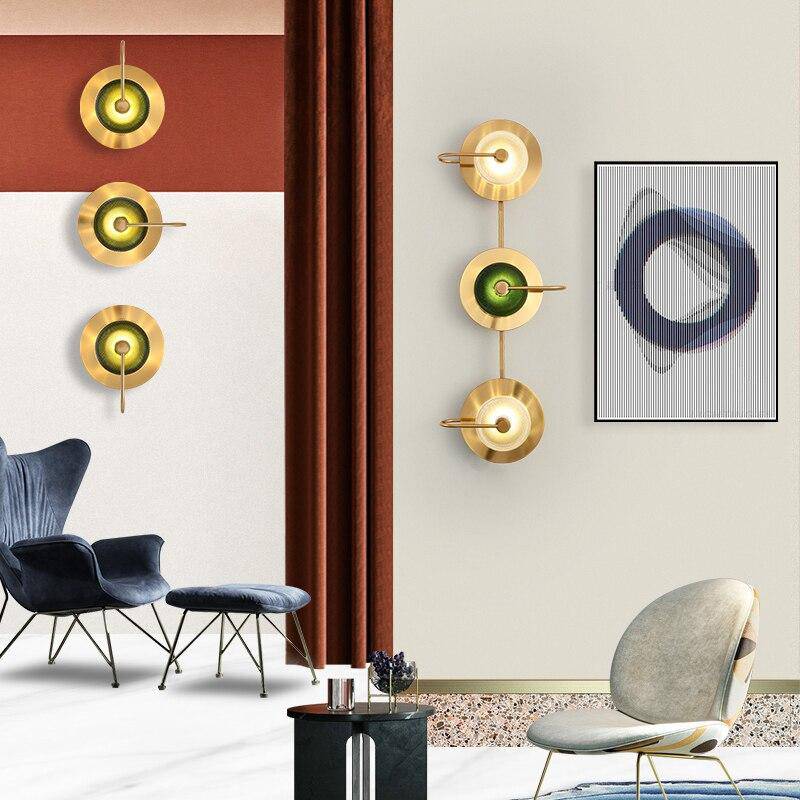 wall lamp LED wall design with gold metal disc