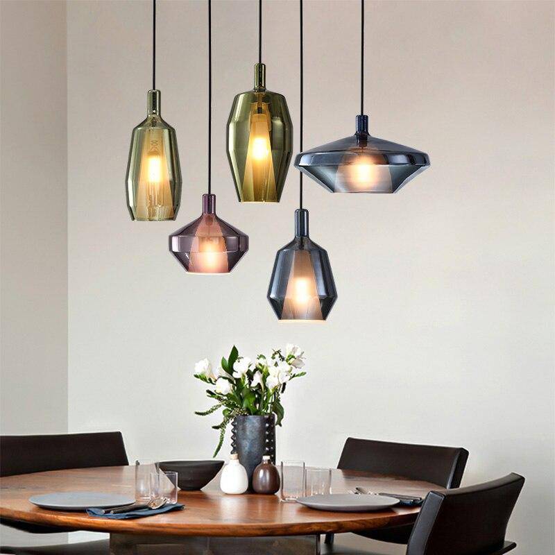 pendant light LED design with lampshade colored glass