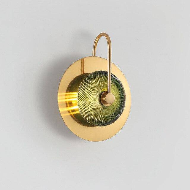 Lámpara de pared design con LED y disco de metal dorado