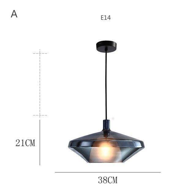 pendant light LED design with lampshade colored glass