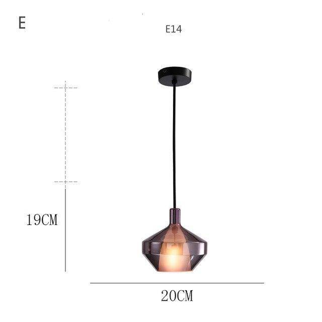 pendant light LED design with lampshade colored glass