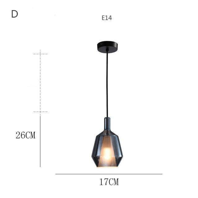 pendant light LED design with lampshade colored glass