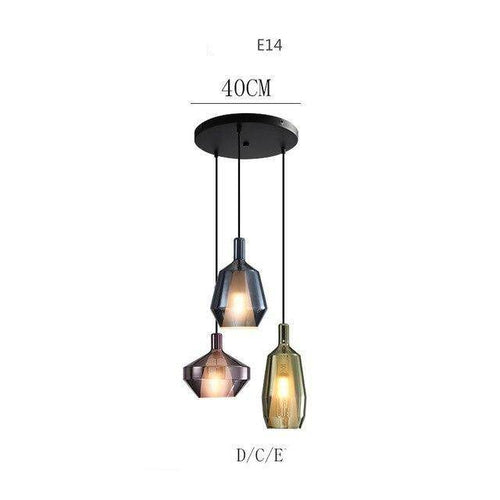 Suspension design à LED avec abat-jour en verre coloré