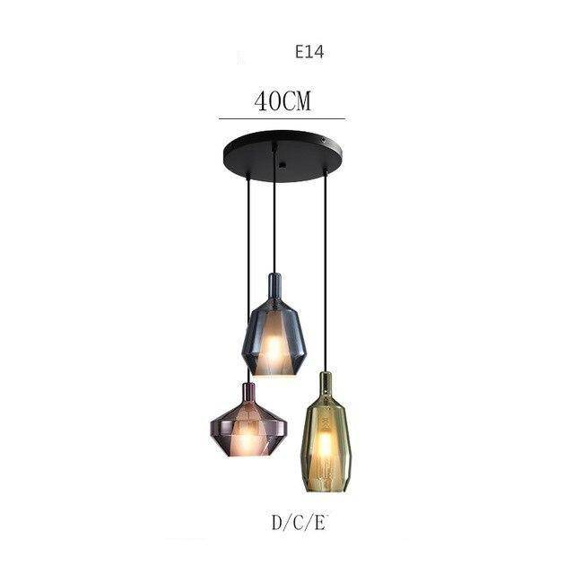 pendant light LED design with lampshade colored glass