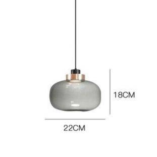 Lámpara de suspensión design LED con esfera de cristal y círculo de cobre