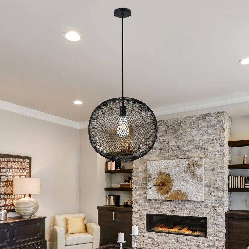 Suspension moderne LED avec boule en métal noire