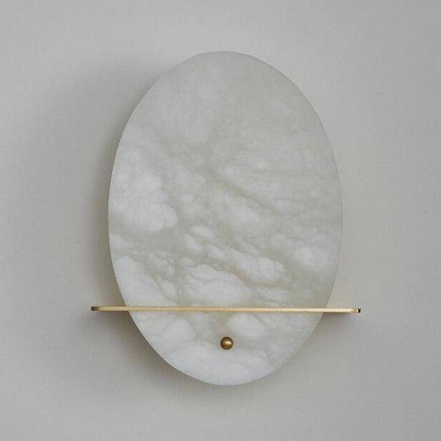 wall lamp oval LED design wall lamp in white marble with gold base