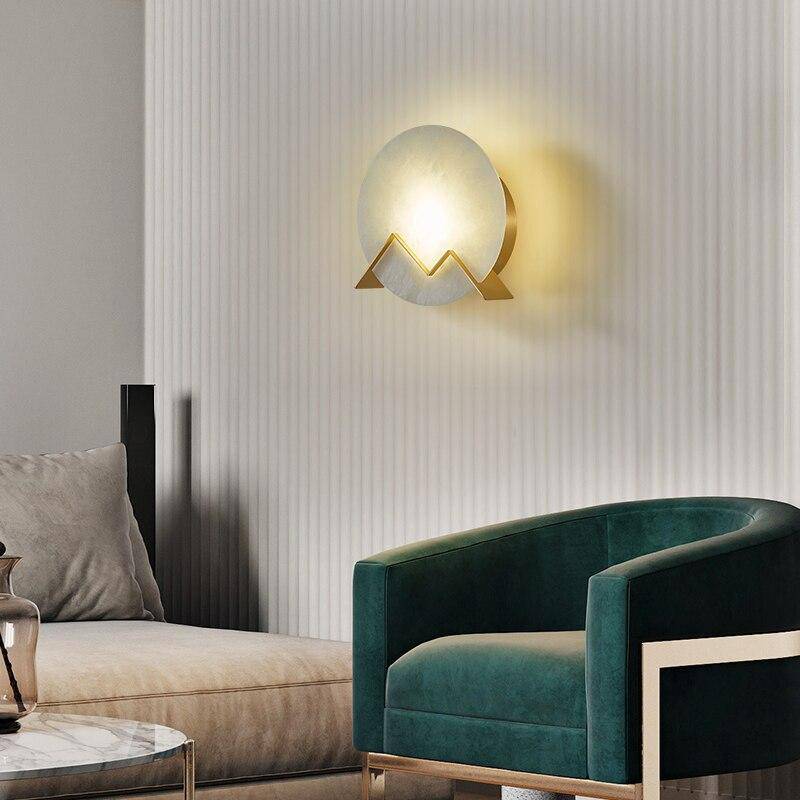 wall lamp LED wall design with marble circle and gold metal