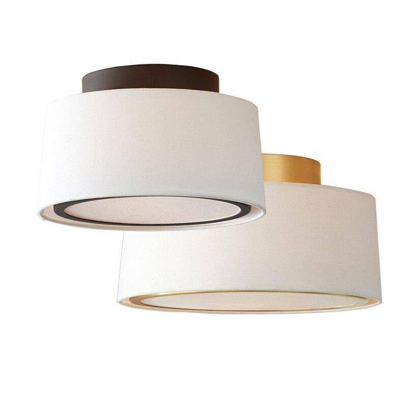 Retro LED ceiling light with white cylinder lampshade