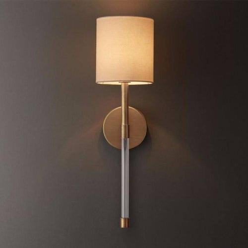 wall lamp modern LED wall light with lampshade beige and retro metal stem