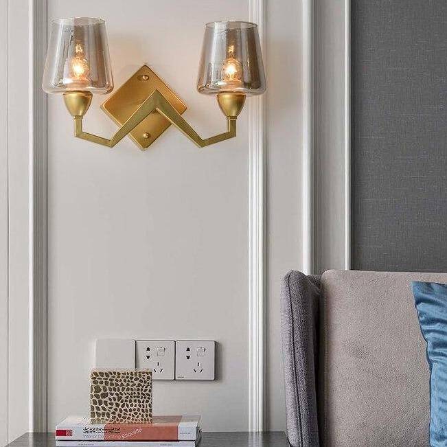 wall lamp LED design wall light in gold with lampshade retro glass