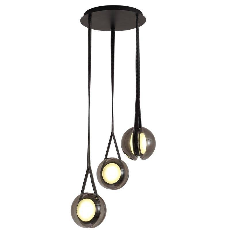 Suspension design à LED avec boule en verre style coffee