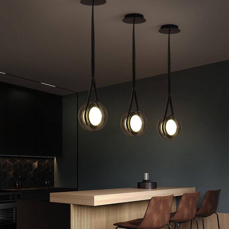 pendant light LED design with glass ball coffee style