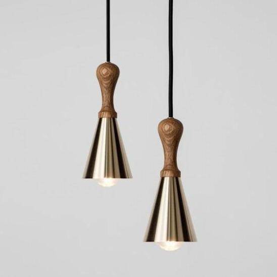 pendant light Wooden LED design with lampshade conical metal Creative