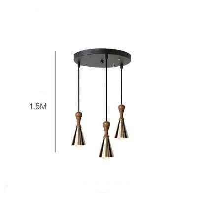 Suspension design LED en bois avec abat-jour conique métal Creative