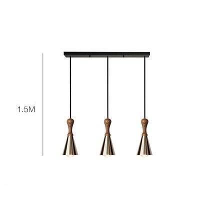 Lámpara de suspensión design LED de madera con pantalla metálica cónica creativa