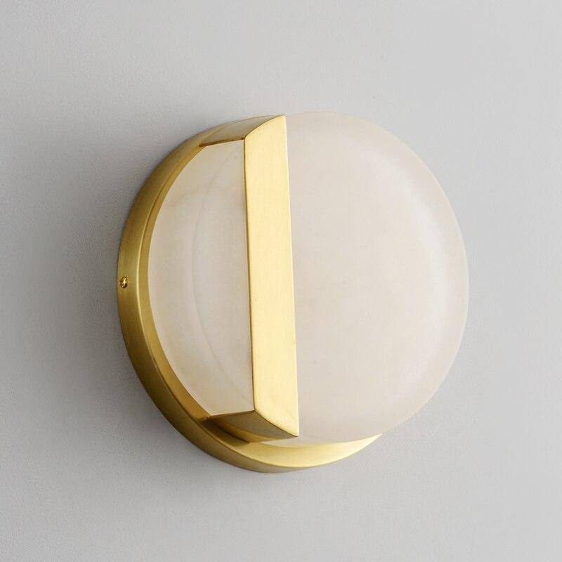 wall lamp LED wall-mounted design rounded in gold metal and marble