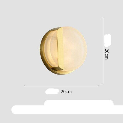 Applique murale design LED arrondi en métal dorée et marbre - vue 8 sur 7