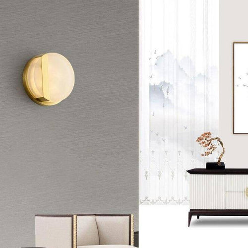 wall lamp LED wall-mounted design rounded in gold metal and marble