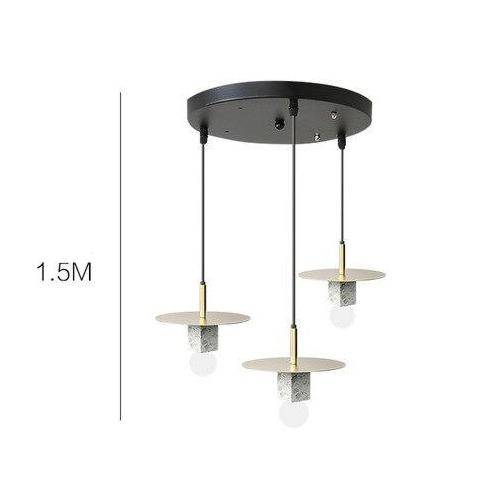 Suspension design LED avec cube en marbre et disque doré - vue 11 sur 11